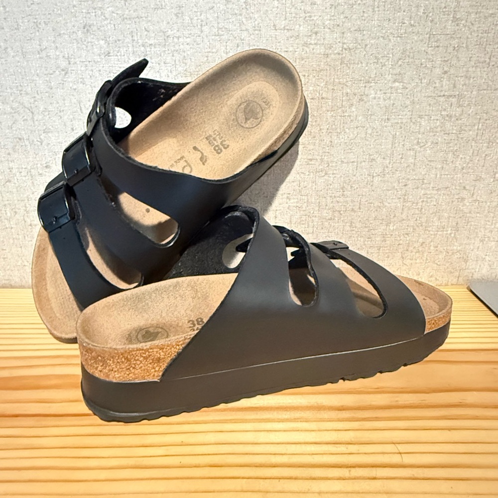 Papillio by Birkenstock Black Triple Strap Sandals Women's 38